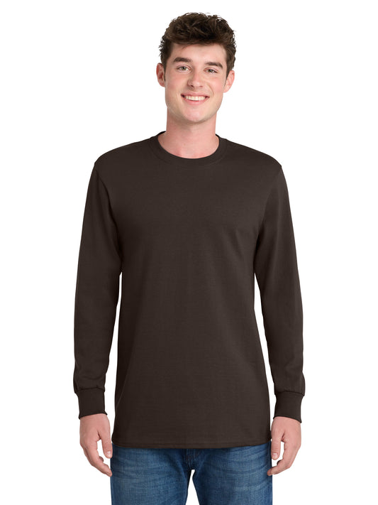 Men's Long Sleeve Essential Tee - PC61LS - Dark Chocolate Brown