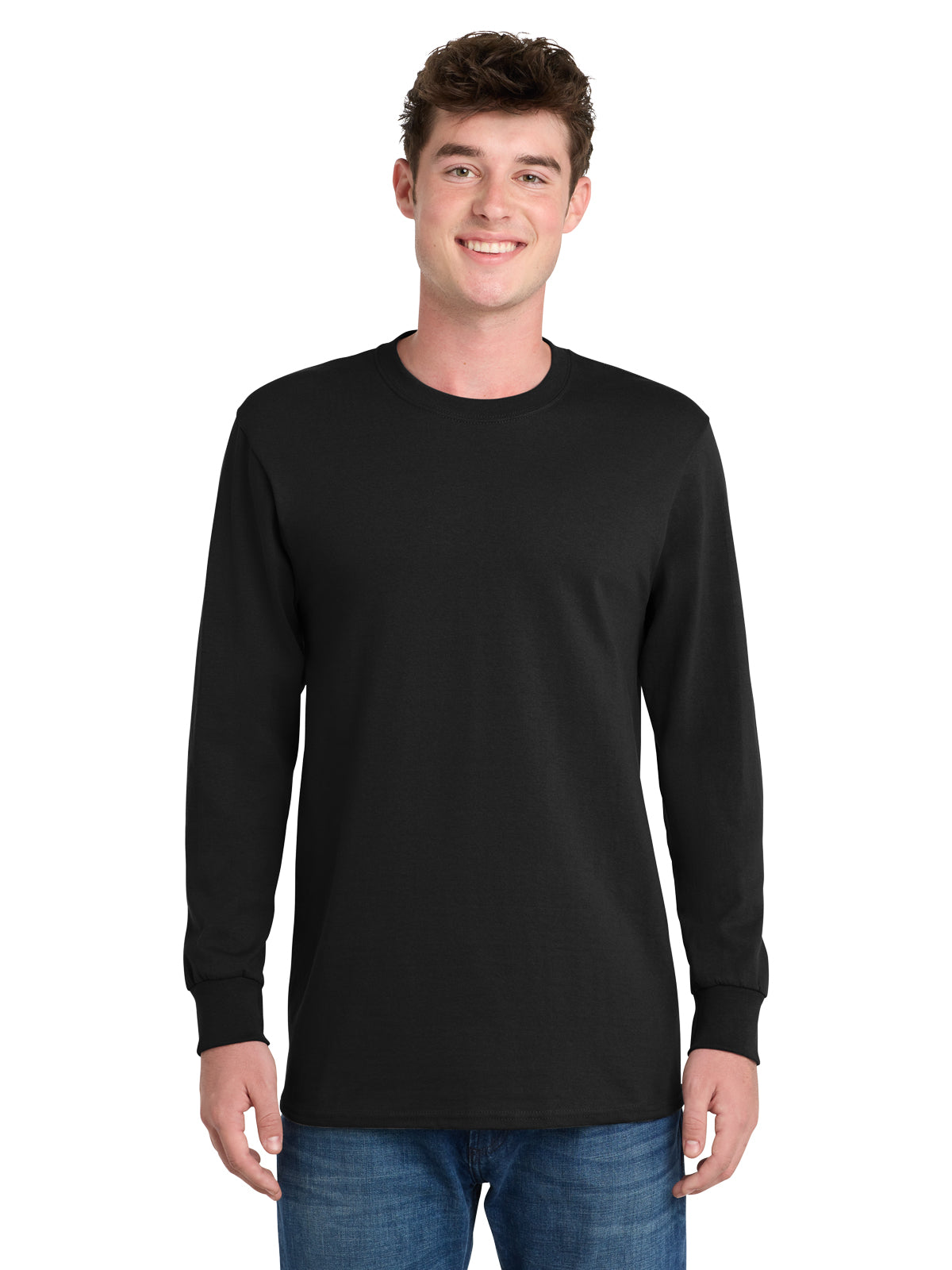 Men's Long Sleeve Essential Tee - PC61LS - Jet Black