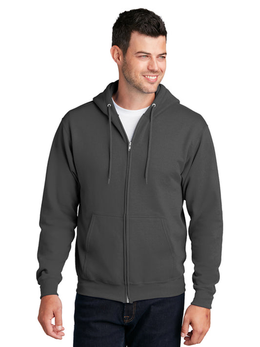 Men's 2-Pocket Core Fleece Full-Zip Hooded Sweatshirt - PC78ZH - Charcoal