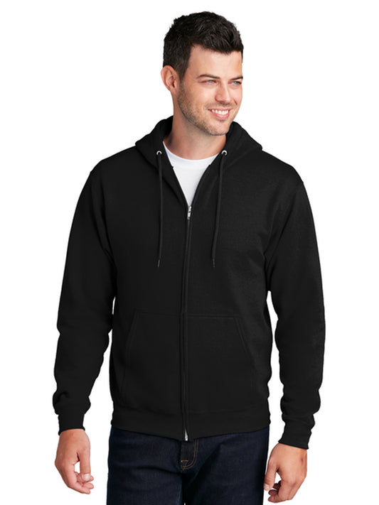 Men's 2-Pocket Core Fleece Full-Zip Hooded Sweatshirt - PC78ZH - Jet Black
