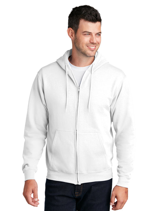 Men's 2-Pocket Core Fleece Full-Zip Hooded Sweatshirt - PC78ZH - White