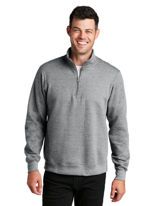 Men's Pocketless 1/4-Zip Fleece Sweatshirt - PC850Q - Athletic Heather