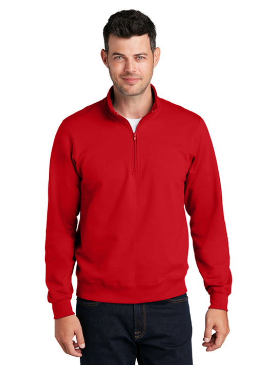 Men's Pocketless 1/4-Zip Fleece Sweatshirt - PC850Q - Bright Red