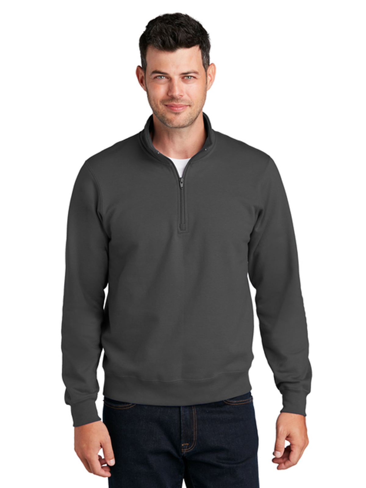 Men's Pocketless 1/4-Zip Fleece Sweatshirt - PC850Q - Charcoal