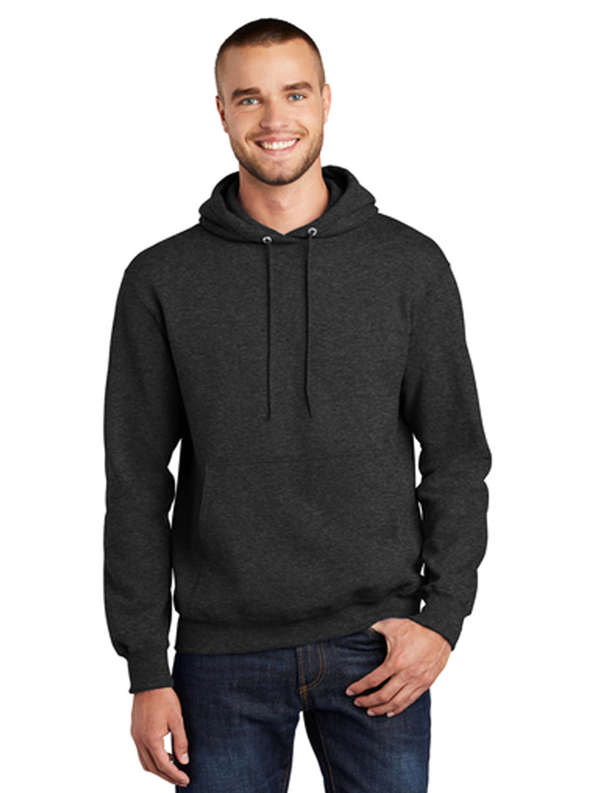 Men's 1-Pocket Fleece Hooded Sweatshirt - PC90H - Black Heather