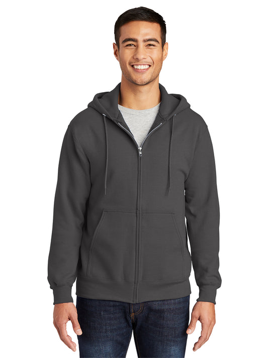 Men's Essential Fleece Full-Zip Hooded Sweatshirt - PC90ZH - Charcoal