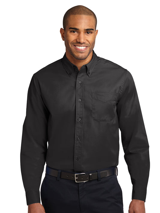 Men's Long Sleeve Easy Case Shirt - S608ES - Black/Light Stone