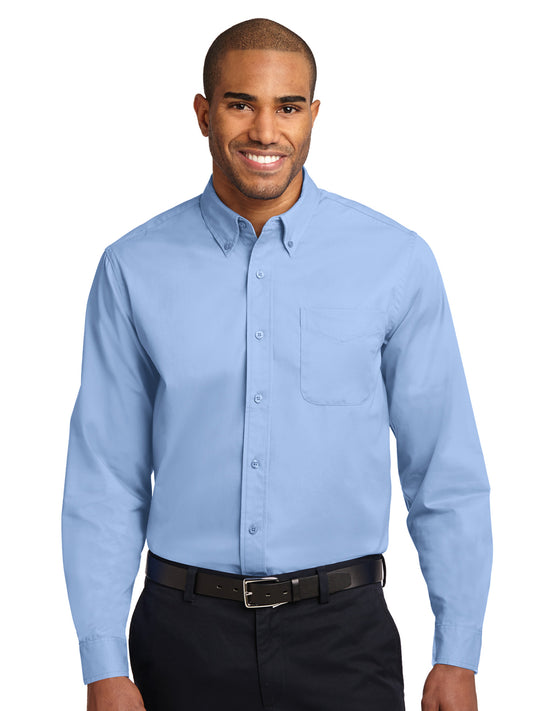 Men's Long Sleeve Easy Case Shirt - S608ES - Light Blue/Light Stone