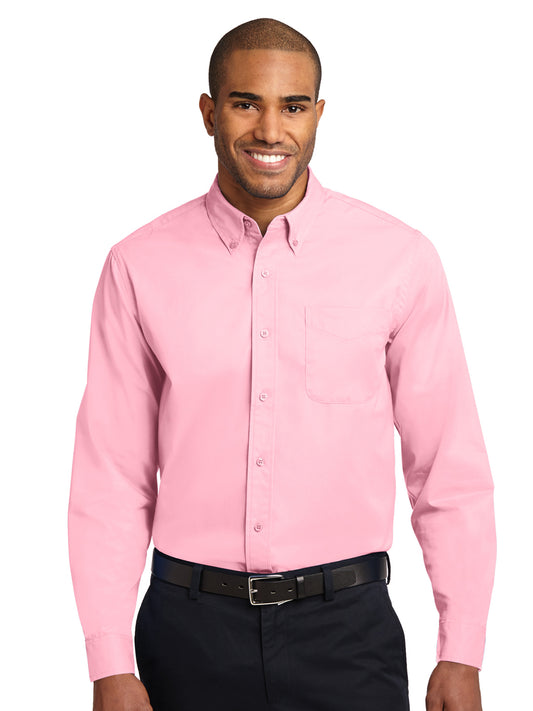 Men's Long Sleeve Easy Case Shirt - S608ES - Light Pink