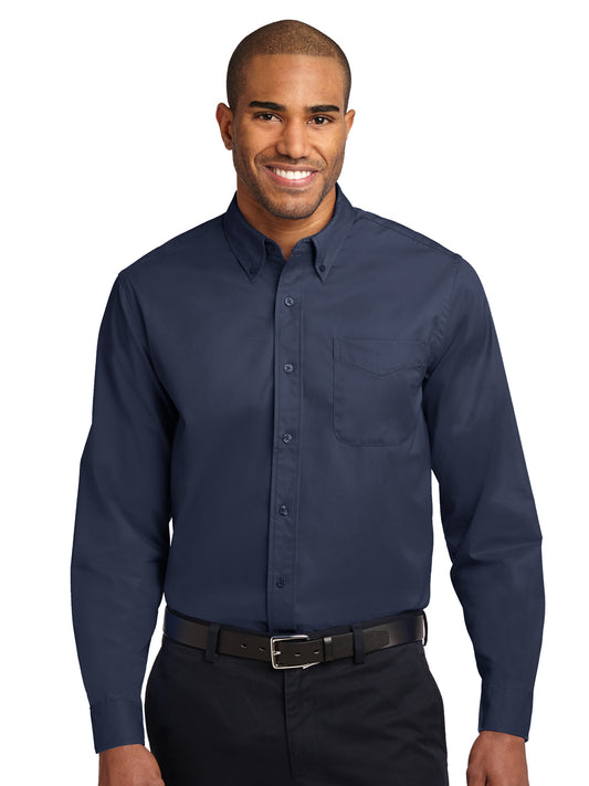 Men's Long Sleeve Easy Case Shirt - S608ES - Navy/Light Stone