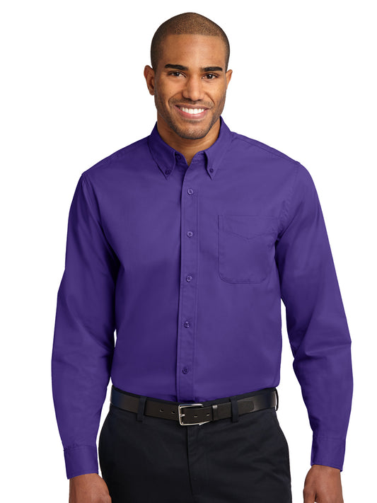 Men's Long Sleeve Easy Case Shirt - S608ES - Purple/Light Stone