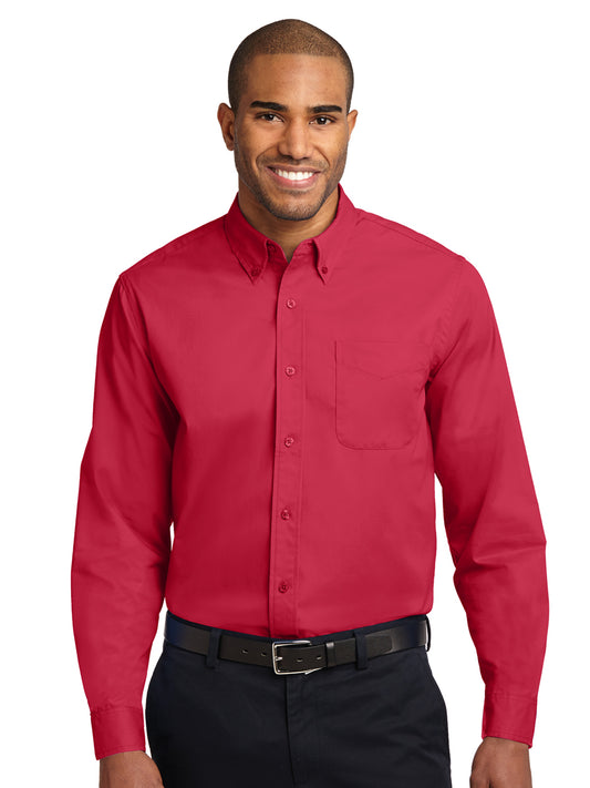 Men's Long Sleeve Easy Case Shirt - S608ES - Red/Light Stone