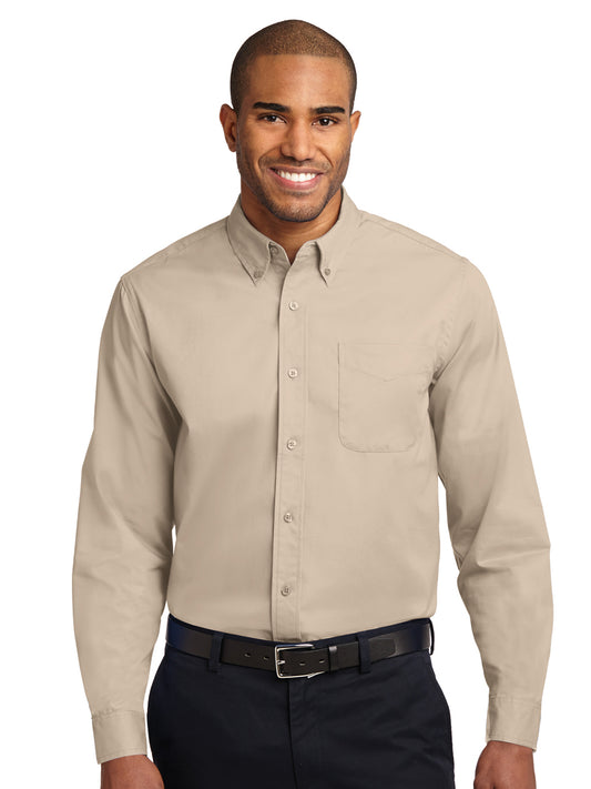 Men's Long Sleeve Easy Case Shirt - S608ES - Stone