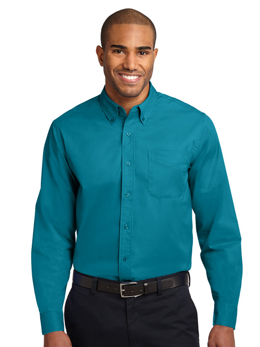 Men's Long Sleeve Easy Case Shirt - S608ES - Teal Green