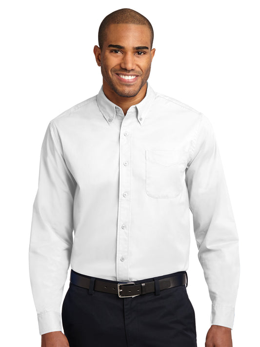 Men's Long Sleeve Easy Case Shirt - S608ES - White/Light Stone