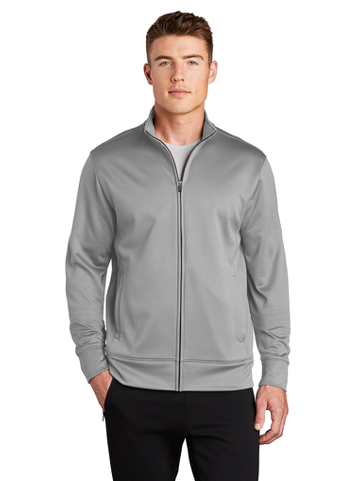 Men's Sport-Wick Fleece Full-Zip Jacket - ST241 - Silver