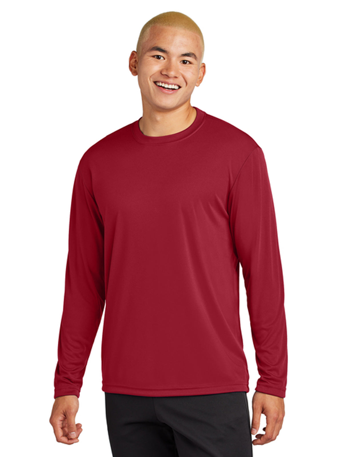 Men's Pocketless Long Sleeve Tee - ST350LS - Deep Red