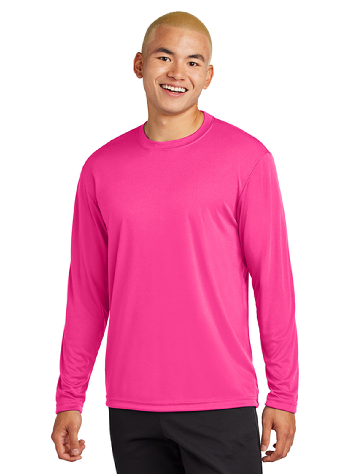 Men's Pocketless Long Sleeve Tee - ST350LS - Neon Pink