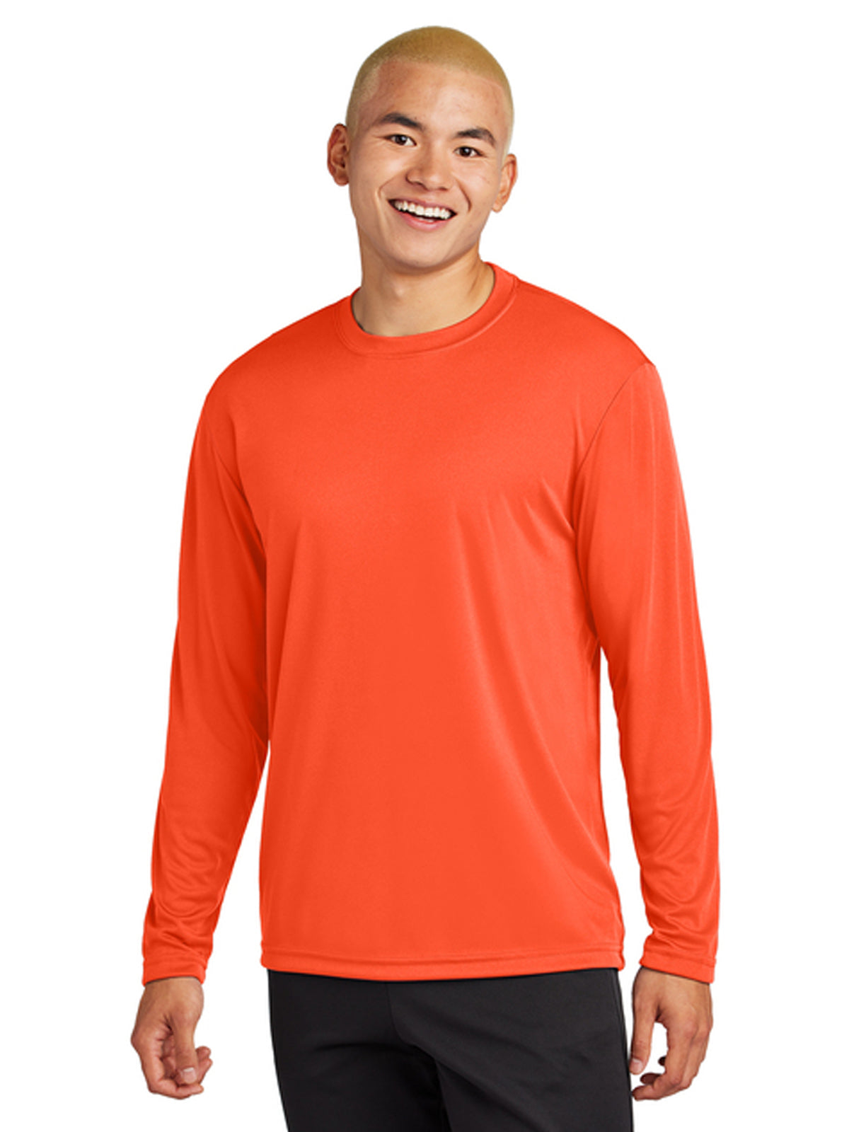 Men's Pocketless Long Sleeve Tee - ST350LS - Neon Orange