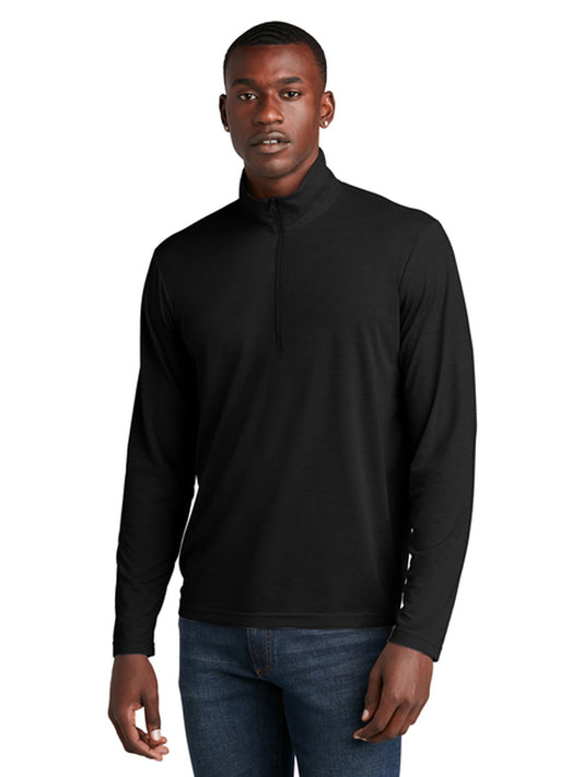 Men's Pocketless 1/4-Zip Pullover Sweatshirt - ST407 - Black Triad Solid