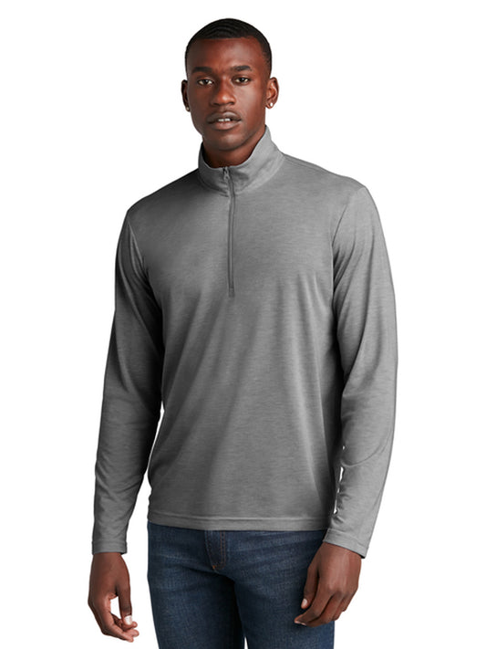 Men's Pocketless 1/4-Zip Pullover Sweatshirt - ST407 - Dark Grey Heather