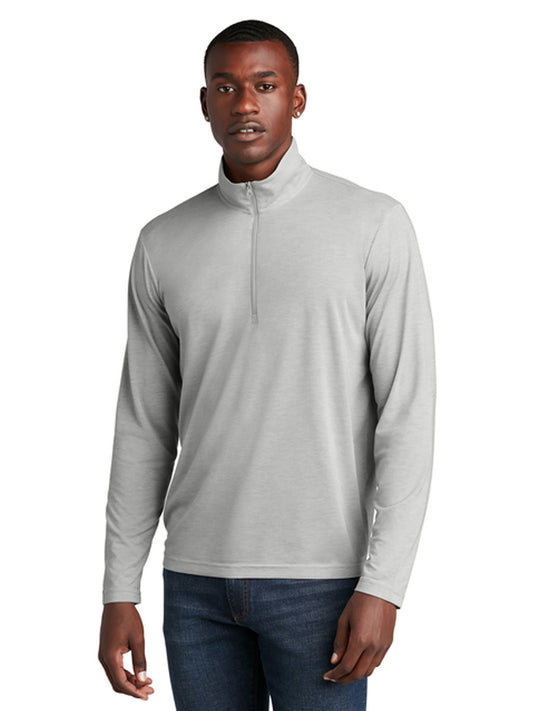 Men's Pocketless 1/4-Zip Pullover Sweatshirt - ST407 - Light Grey Heather