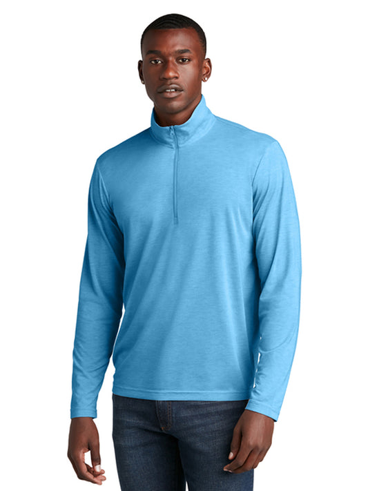 Men's Pocketless 1/4-Zip Pullover Sweatshirt - ST407 - Pond Blue Heather