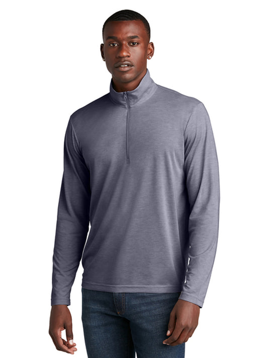 Men's Pocketless 1/4-Zip Pullover Sweatshirt - ST407 - True Navy Heather