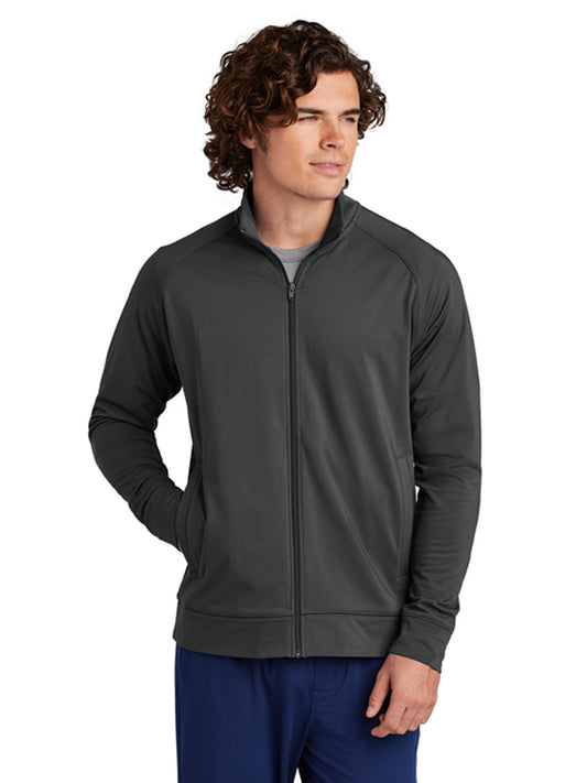 Men's Two-Pocket Sport-Wick Stretch Full-Zip Cadet Jacket - ST857 - Charcoal Grey