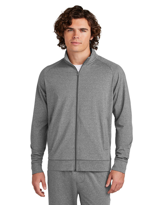Men's Two-Pocket Sport-Wick Stretch Full-Zip Cadet Jacket - ST857 - Charcoal Grey Heather
