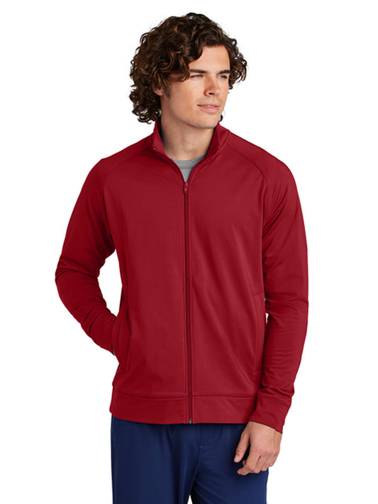 Men's Two-Pocket Sport-Wick Stretch Full-Zip Cadet Jacket - ST857 - Deep Red