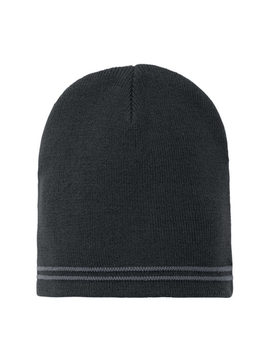 Unisex Double Striped Spectator Beanie - STC20 - Black/ Iron Grey