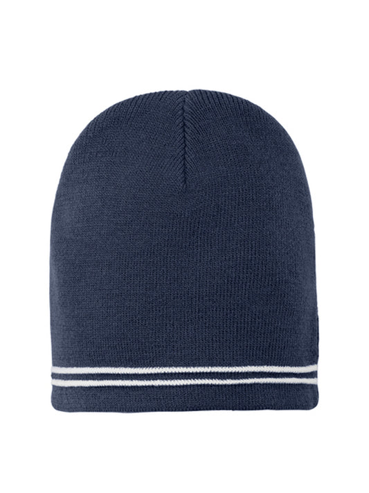 Unisex Double Striped Spectator Beanie - STC20 - True Navy/ White