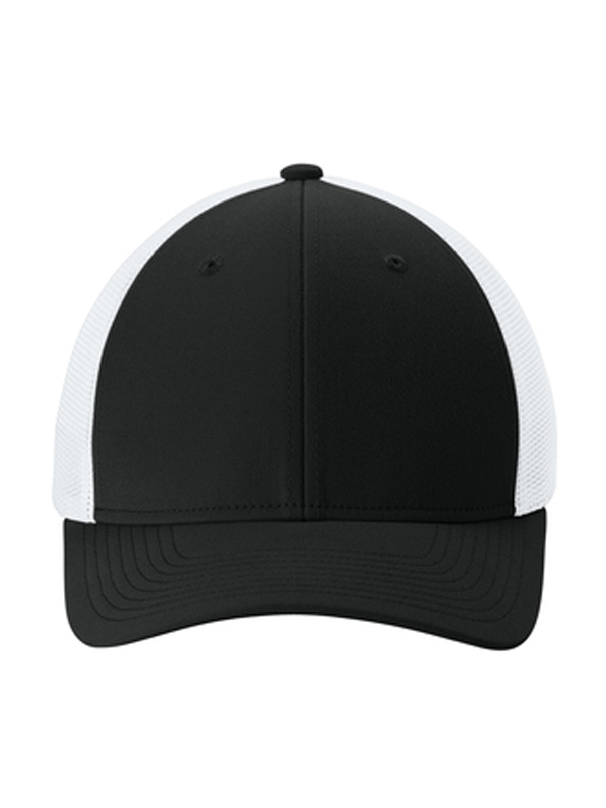 Moisture Wicking Stretch-Tek Mesh Back Cap - STC60 - Black/ White