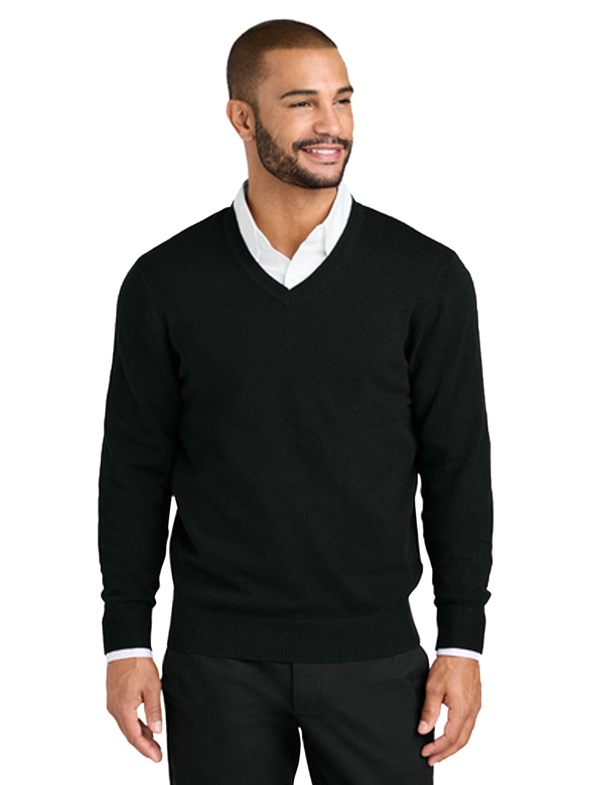 Men's Pocketless V-Neck Sweater - SW2850 - Deep Black