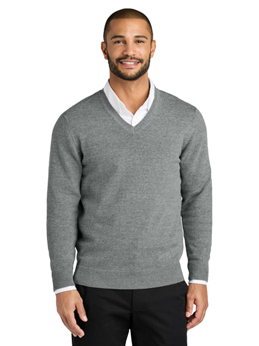Men's Pocketless V-Neck Sweater - SW2850 - Medium Heather Grey