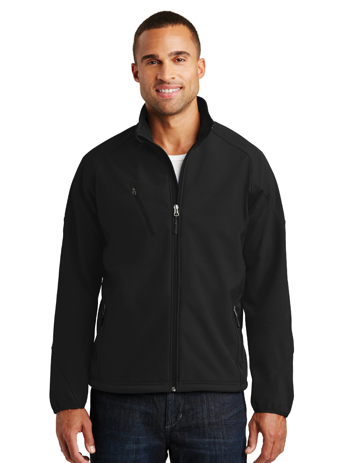 Men's Tall Textured Soft Shell Jacket - TLJ705 - Black