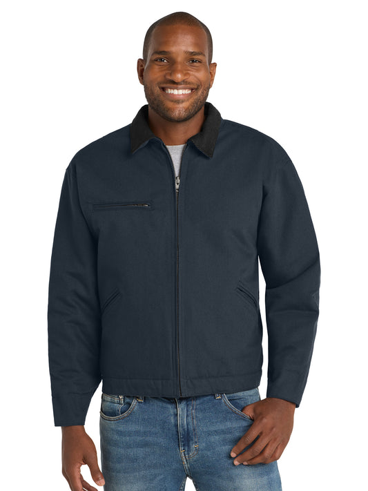 Men's 4-Pocket Tall Duck Cloth Work Jacket - TLJ763 - Navy/ Black