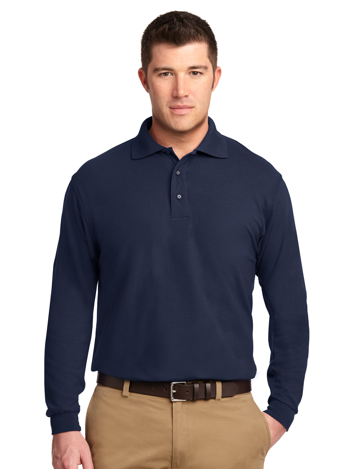 Men's Tall Silk Touch Long Sleeve Polo Shirt