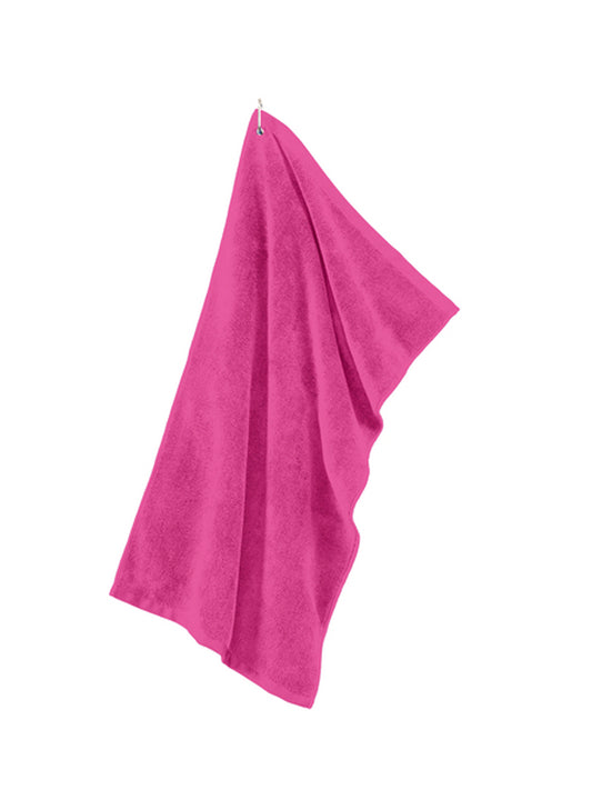 Grommeted Microfiber Golf Towel - TW530 - Pop Raspberry