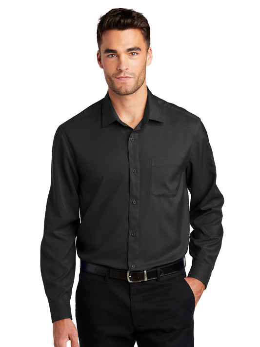 Men's Long Sleeve Button Up Performance Shirt - W401 - Black