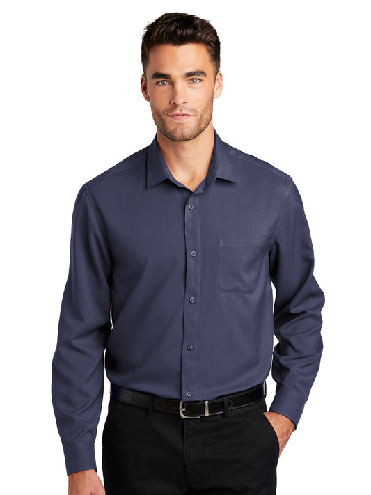 Men's Long Sleeve Button Up Performance Shirt - W401 - True Navy