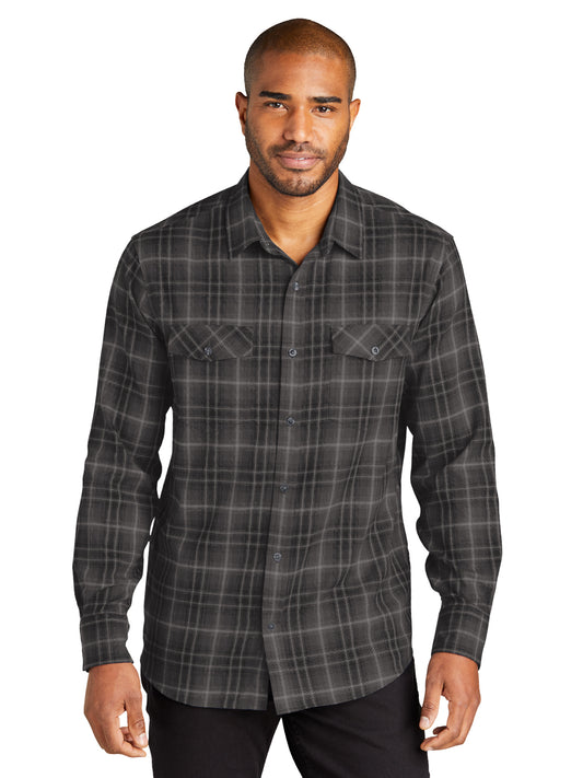 Men's Long Sleeve Ombre Plaid Shirt