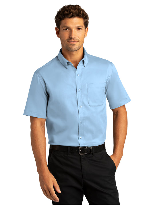 Men's Short Sleeve Button Up Shirt - W809 - Cloud Blue