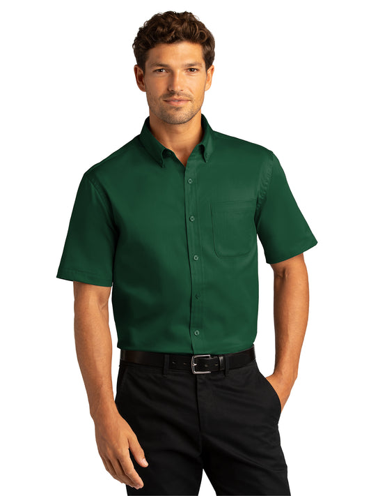 Men's Short Sleeve Button Up Shirt - W809 - Dark Green