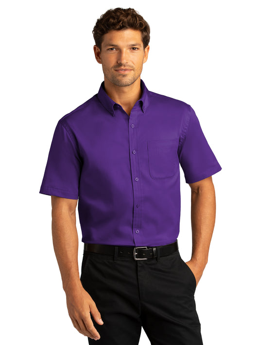 Men's Short Sleeve Button Up Shirt - W809 - Purple