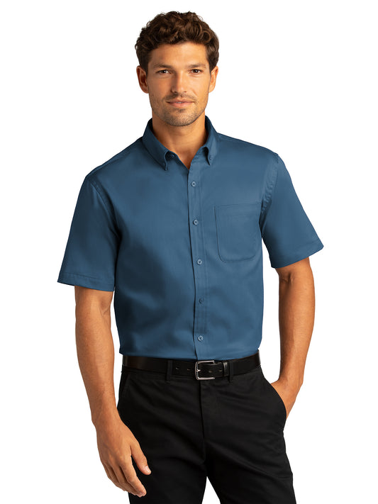 Men's Short Sleeve Button Up Shirt - W809 - Regatta Blue