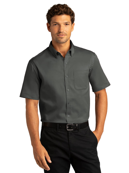 Men's Short Sleeve Button Up Shirt - W809 - Storm Grey