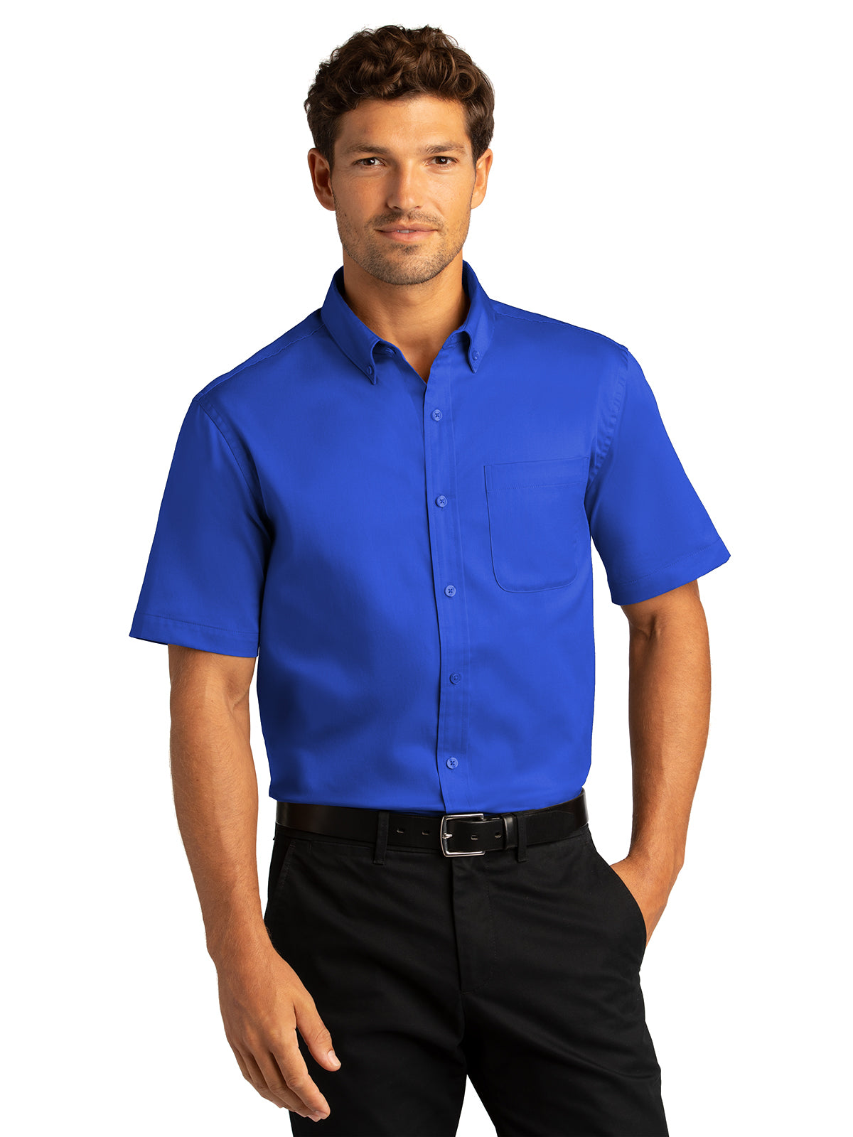 Men's Short Sleeve Button Up Shirt - W809 - True Royal