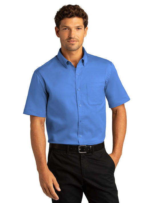 Men's Short Sleeve Button Up Shirt - W809 - Ultramarine Blue